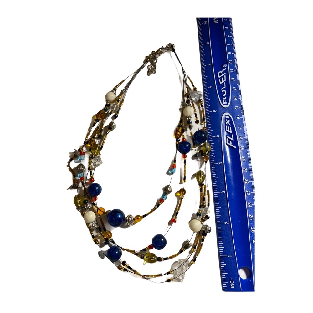 Approximate 9” 5 Multi Strand Multi Bead Necklace - image 1